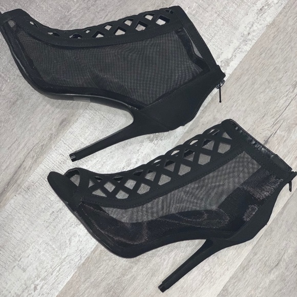 Qupid Shoes - Mesh Open-Toe Heels